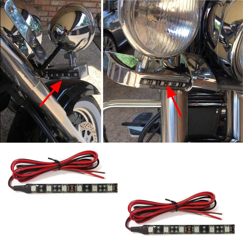 NBWDY Universal 2pc 4in Motorcycle LED Turn Signal Light Amber LED Strip Light Bar for Motorcycle Car Scooter ATV UTV Golf cart Front Rear Turning Indicator Lights Blinker Tail Running Light - Image 2